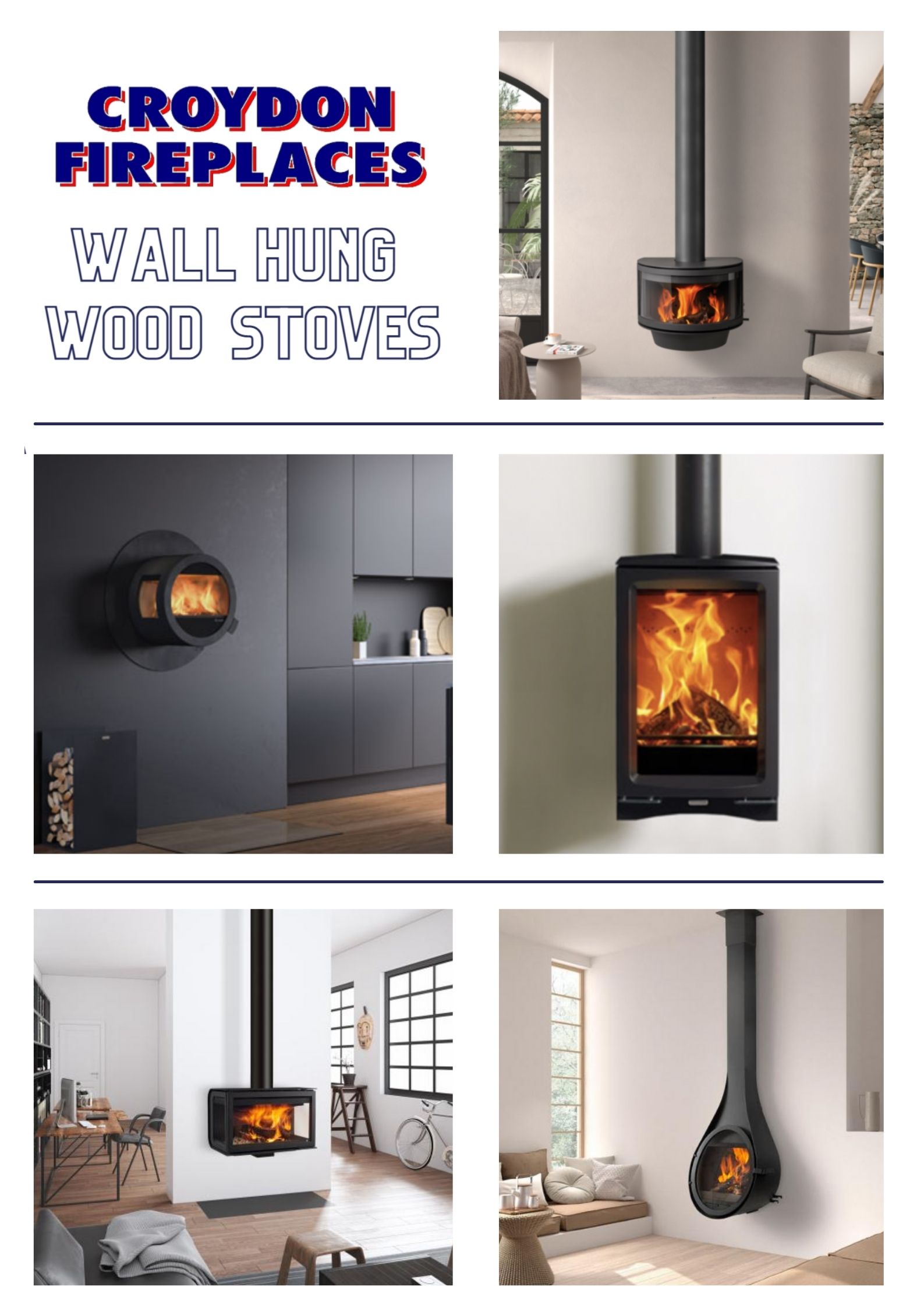 Wall Mounted Stoves, Wall Hung Wood Burning Stoves Croydon Fireplaces